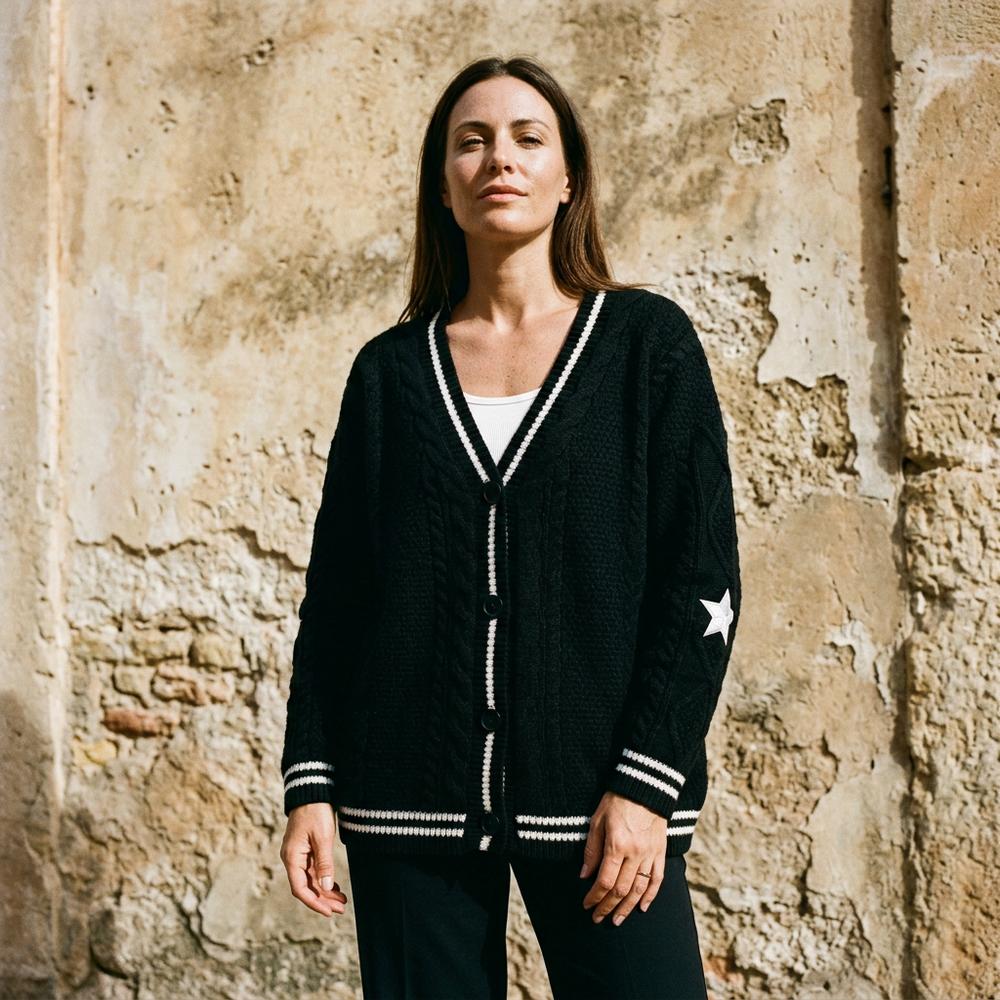 Lalen | Grobgestrickte Gestreifte Strickjacke