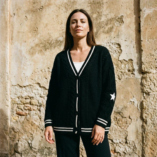 Lalen | Grobgestrickte Gestreifte Strickjacke