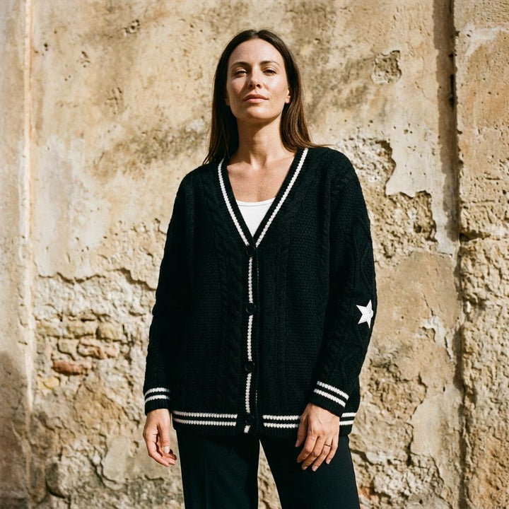 Lalen | Grobgestrickte Gestreifte Strickjacke