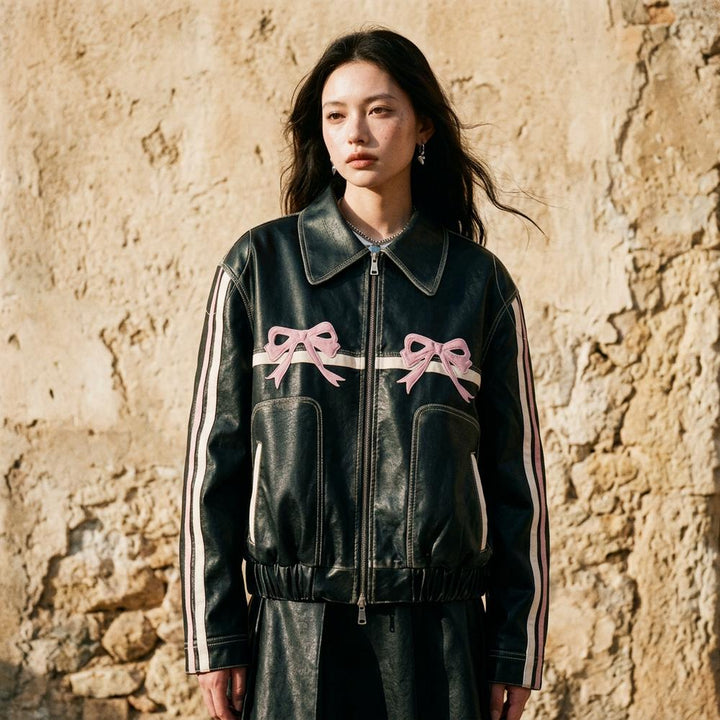 Carev | Applizierte Kunstleder Jacke