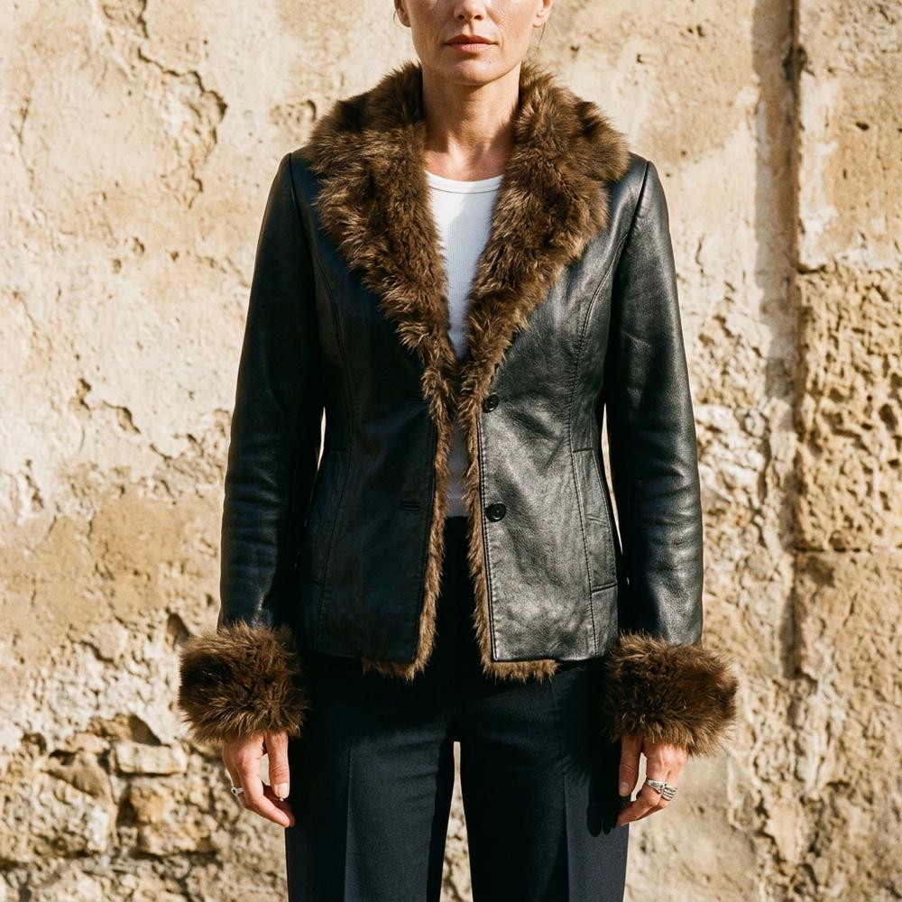 Tilev | Pelzbesetzte Leder Jacke