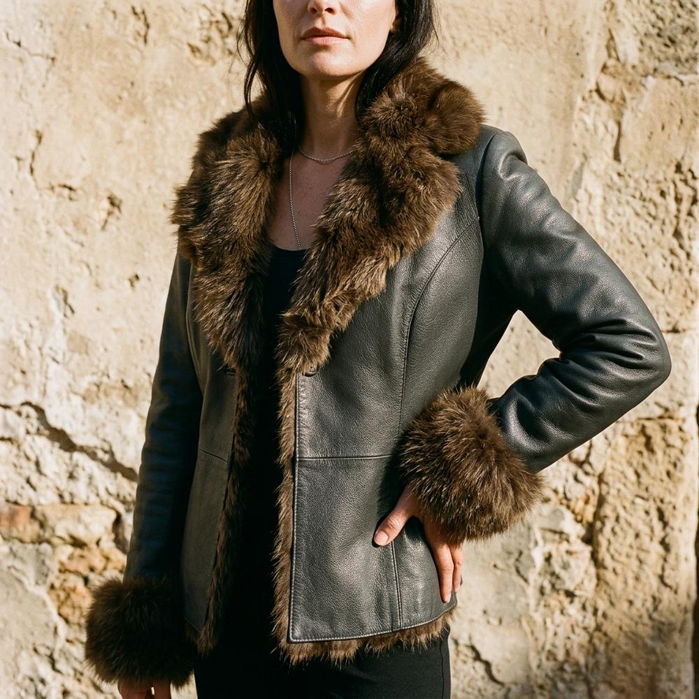 Tilev | Pelzbesetzte Leder Jacke