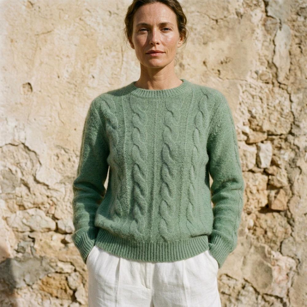 Calen | Zopfgestrickter Langärmliger Pullover