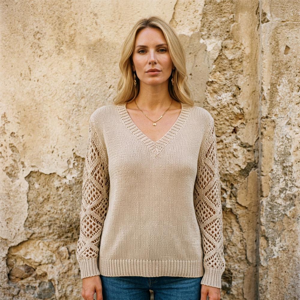 Zasan | Lochgestrickt Gerippter Pullover