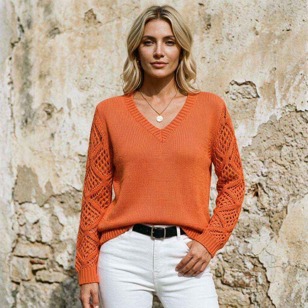 Zasan | Lochgestrickt Gerippter Pullover