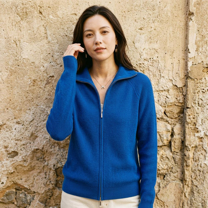 Alnor | Hochgeschlossene Gerippte Strickjacke