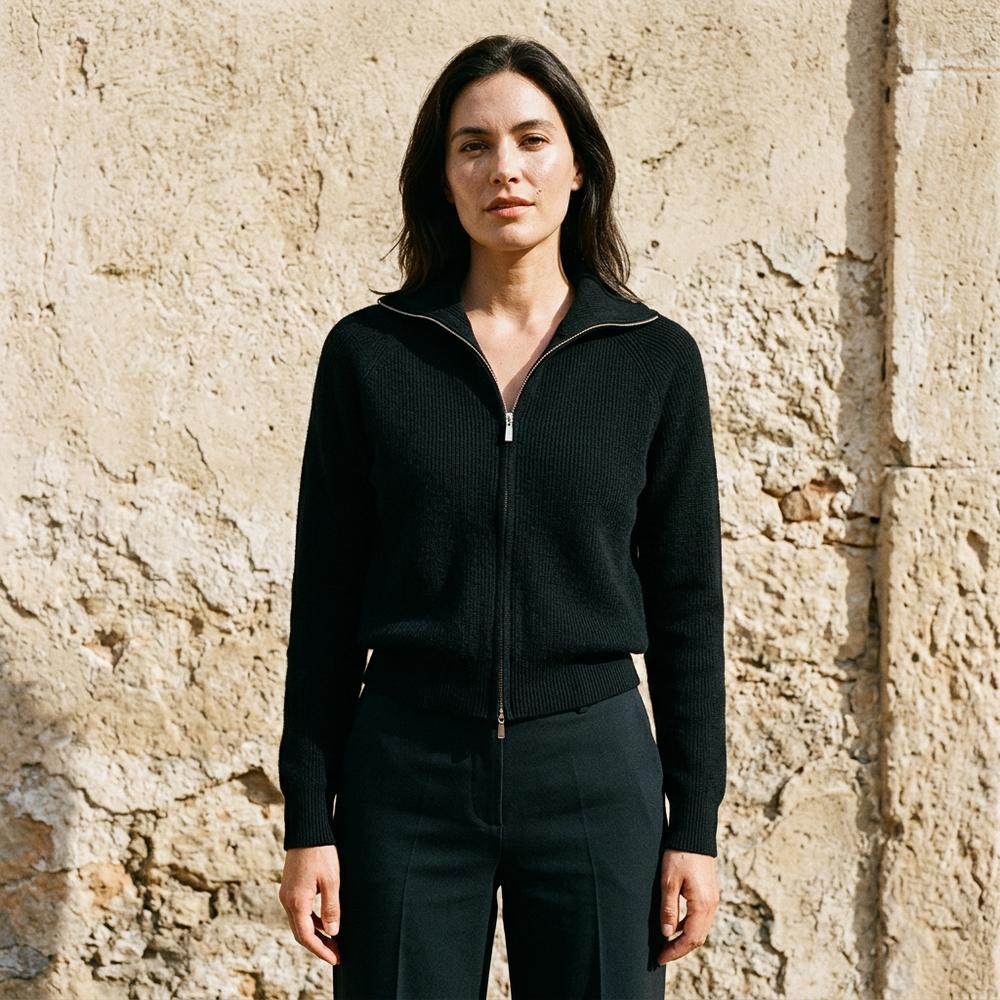 Alnor | Hochgeschlossene Gerippte Strickjacke