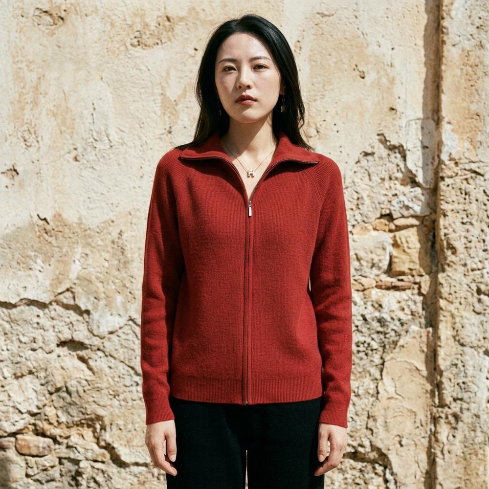 Alnor | Hochgeschlossene Gerippte Strickjacke