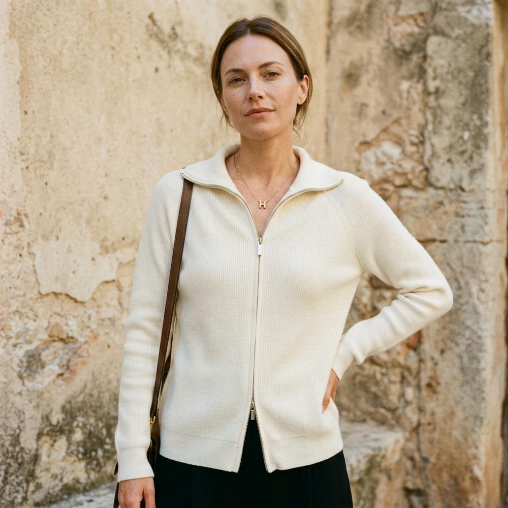Alnor | Hochgeschlossene Gerippte Strickjacke