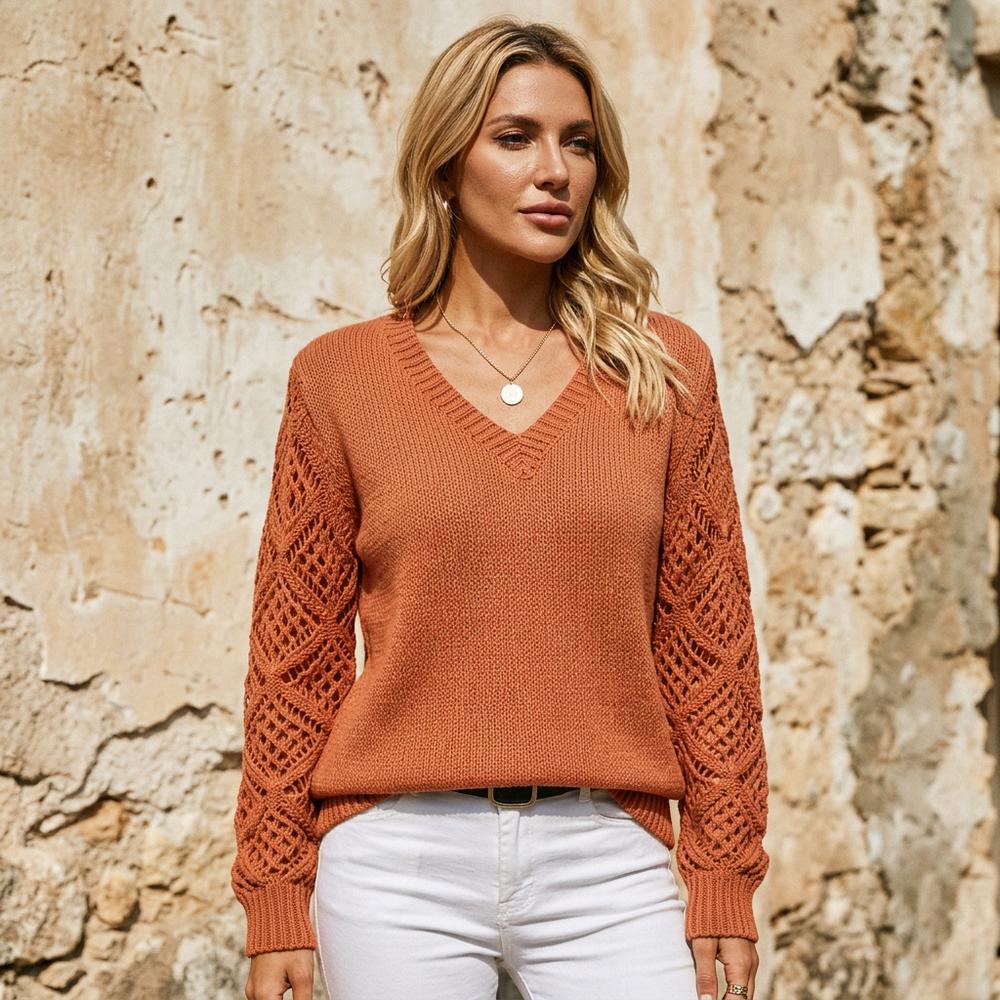 Semel | Ajourgestrickter V-förmiger Pullover