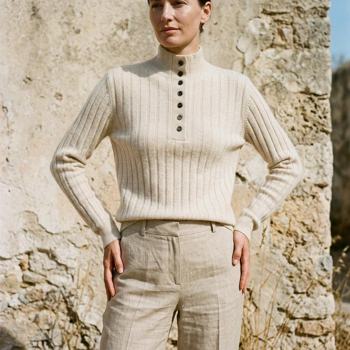 Lomon | Gerippter Geknöpfter Pullover