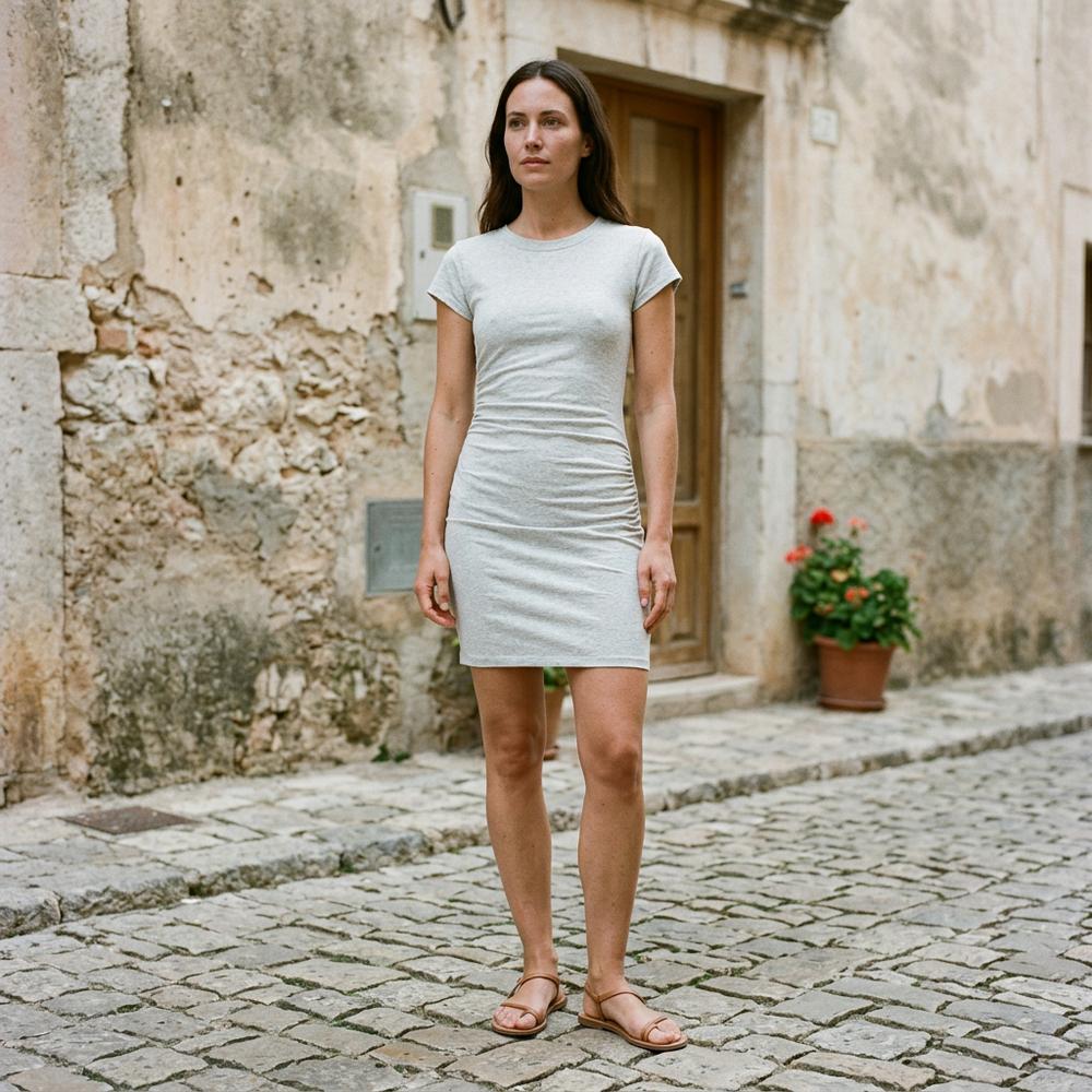Salan | Kurzärmliges Gerafftes Kleid