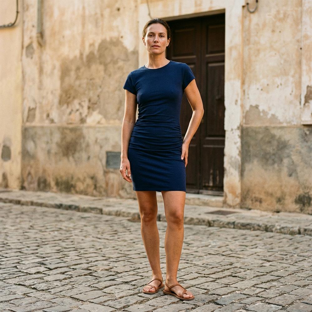 Salan | Kurzärmliges Gerafftes Kleid