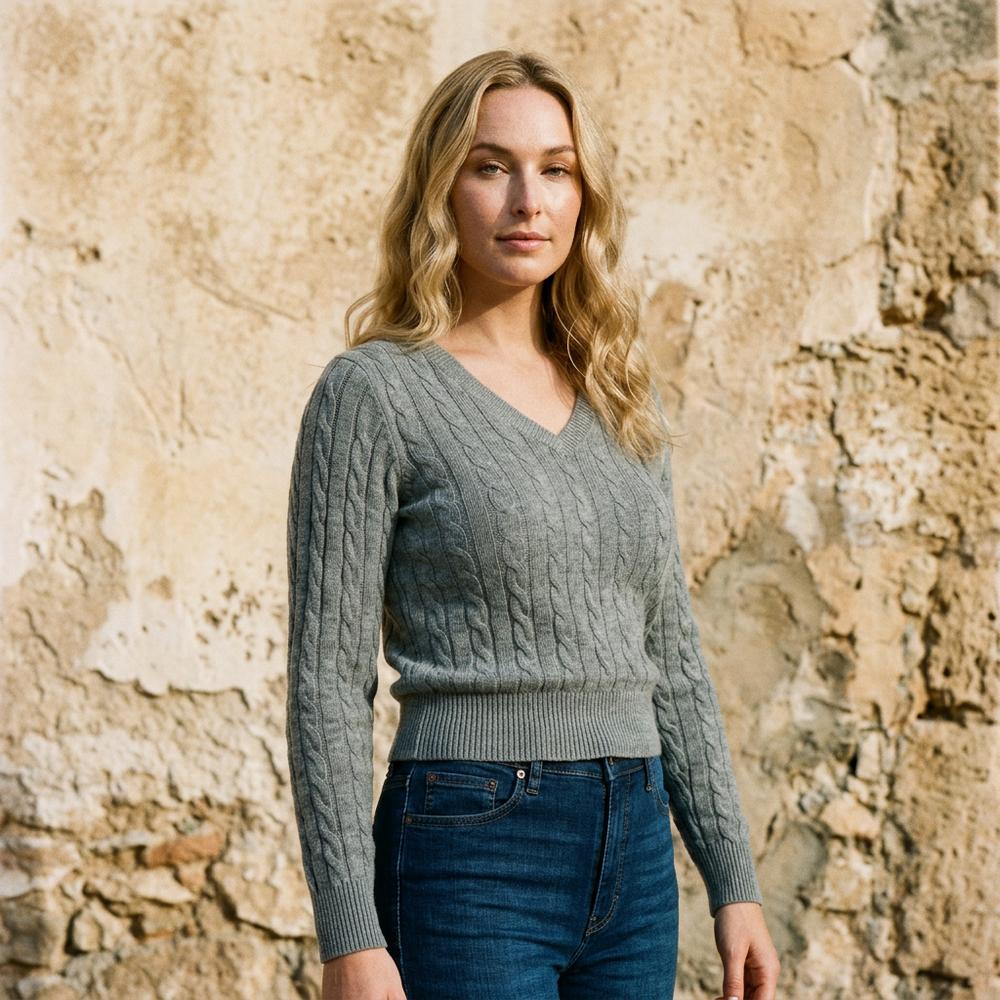 Savan | Taillierter Zopfgestrickter Pullover