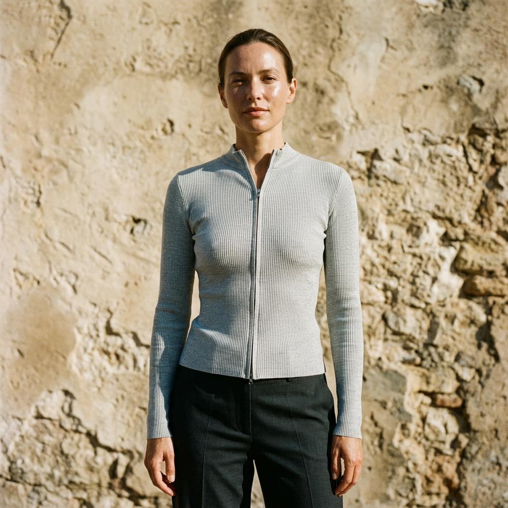 Kaver | Taillierte Gerippte Strickjacke