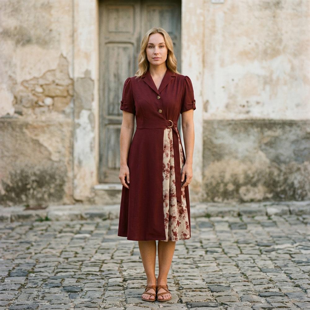 Nizan | Tailliertes Zweifarbiges Kleid