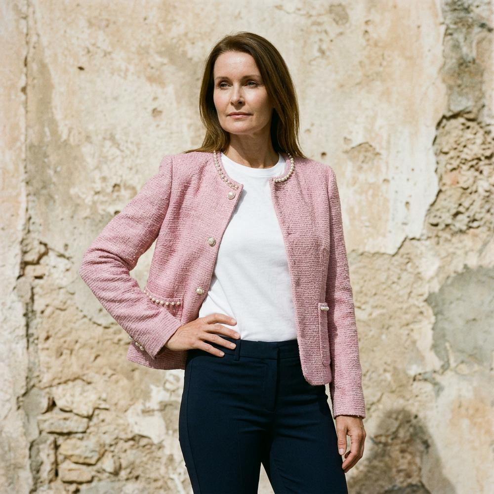Vehal | Perlenbesetzte Tweed Jacke