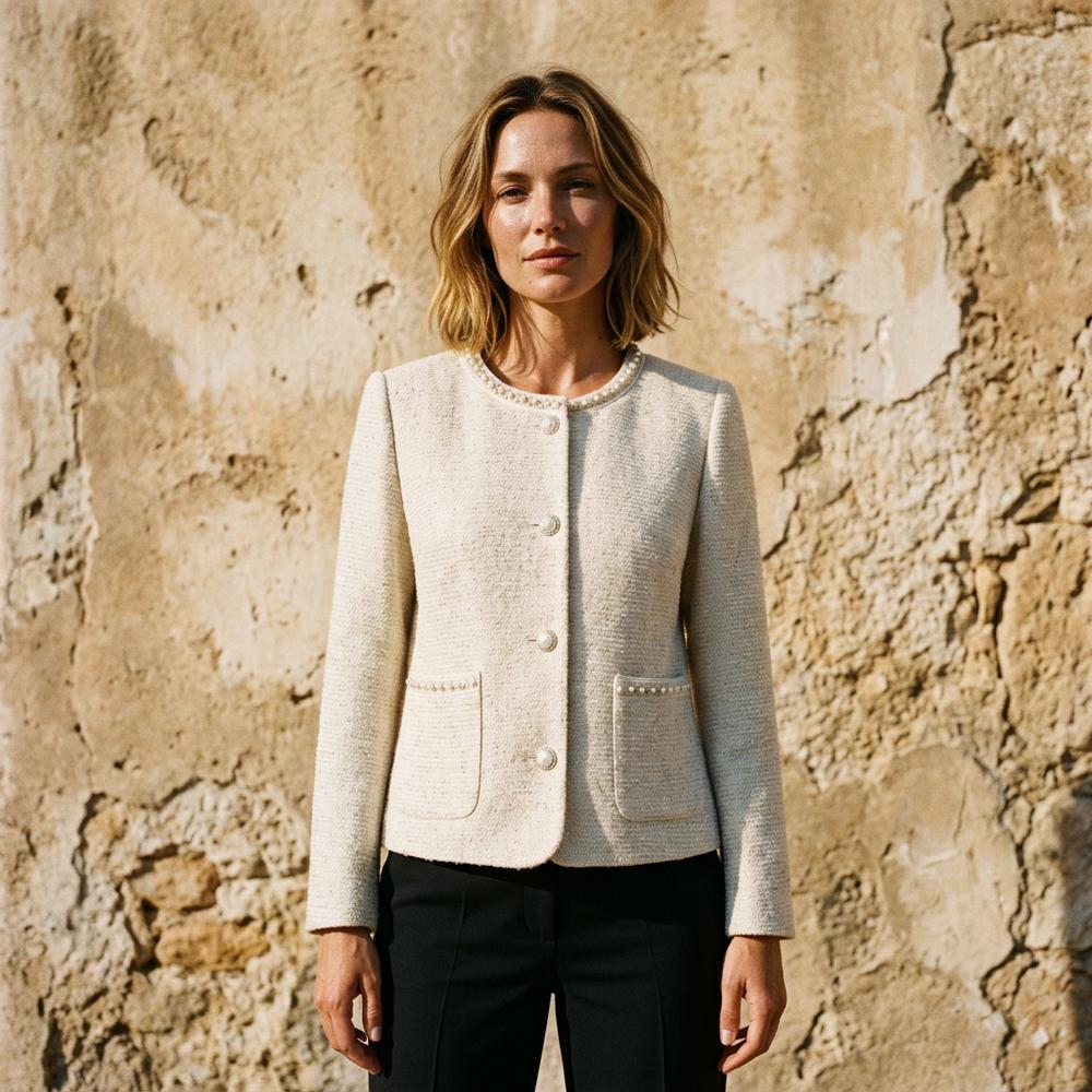 Vehal | Perlenbesetzte Tweed Jacke