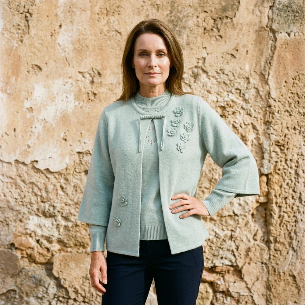 Talen | Applizierte Offene Strickjacke
