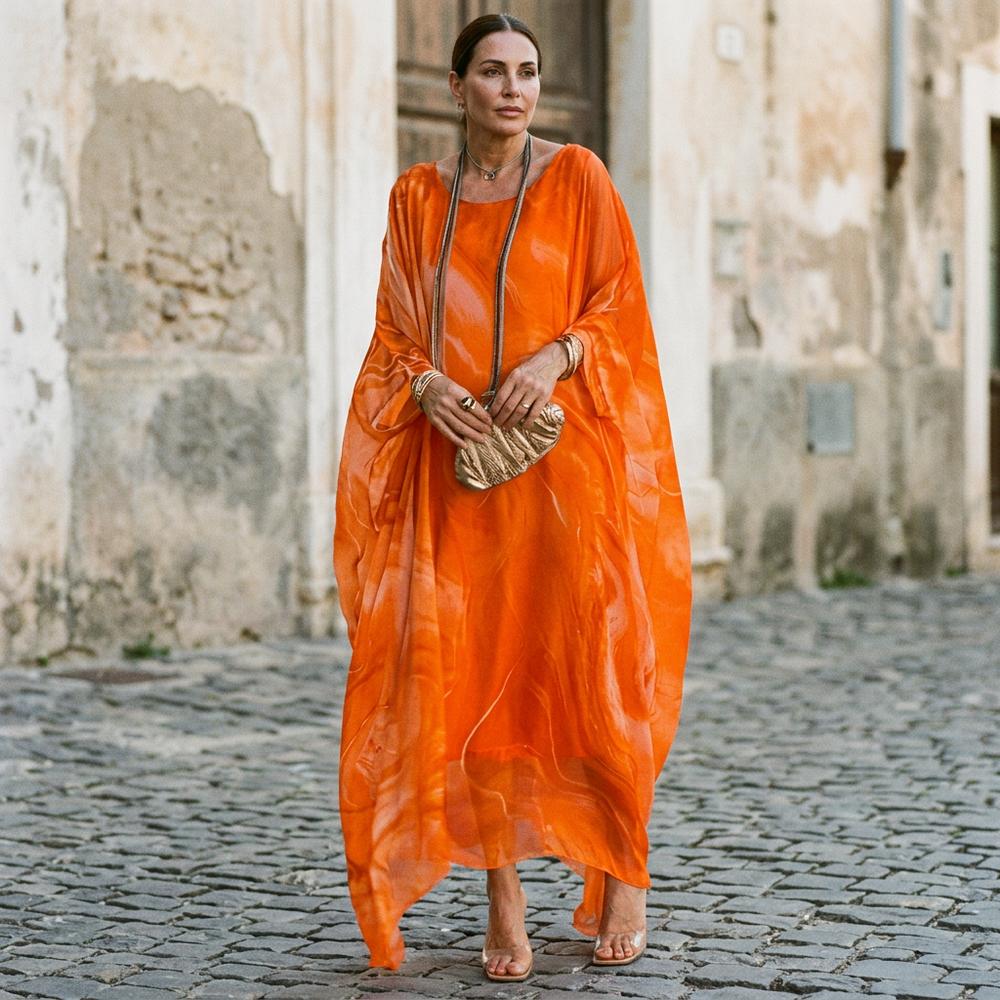 Tasol | Weites Marmoriertes Kleid