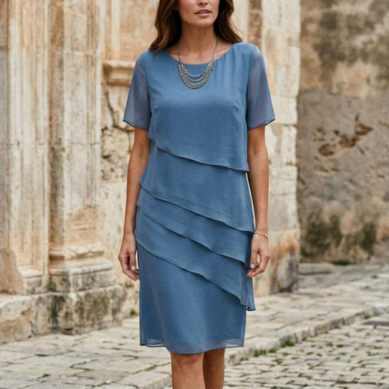 Lesan | Gestuftes Kurzärmliges Kleid