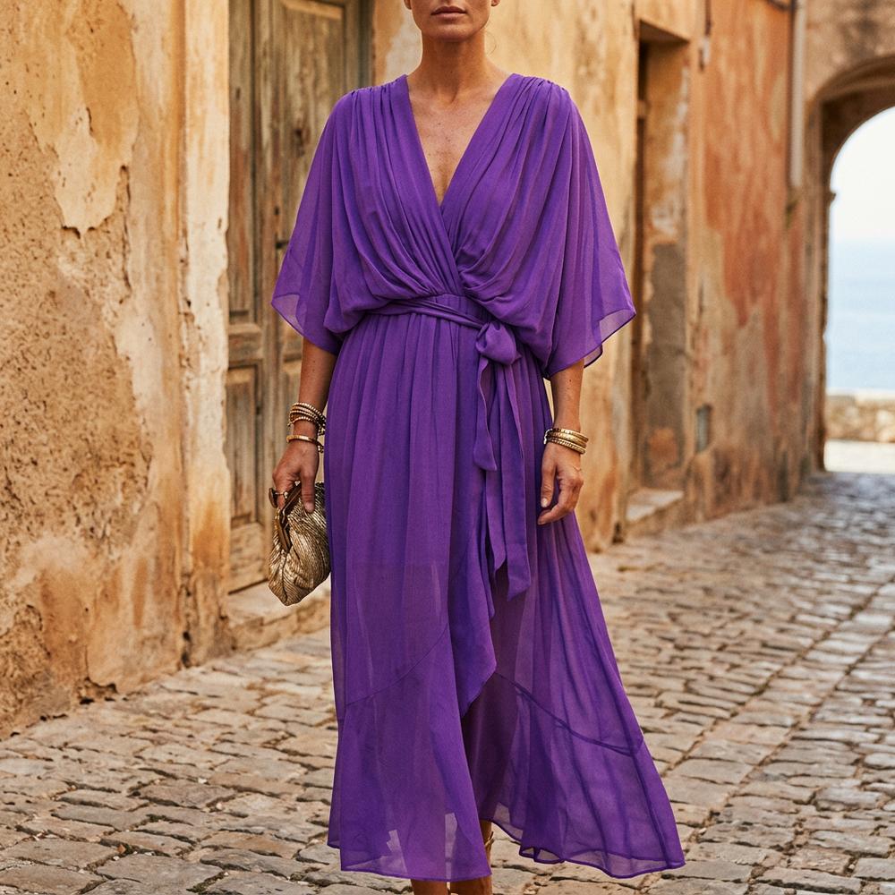 Cavin | Tailliertes halbärmliges Kleid