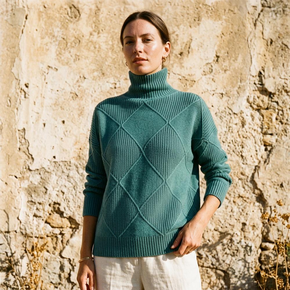 Zavan | Strukturierter Gestrickter Rollkragenpullover