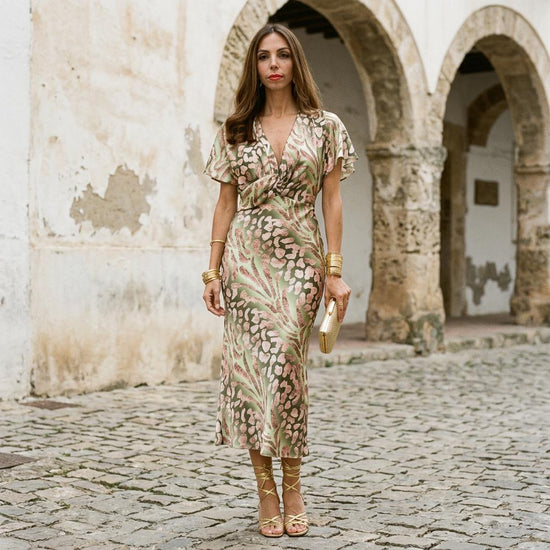 Vizan | Drapiertes Gemustertes Kleid