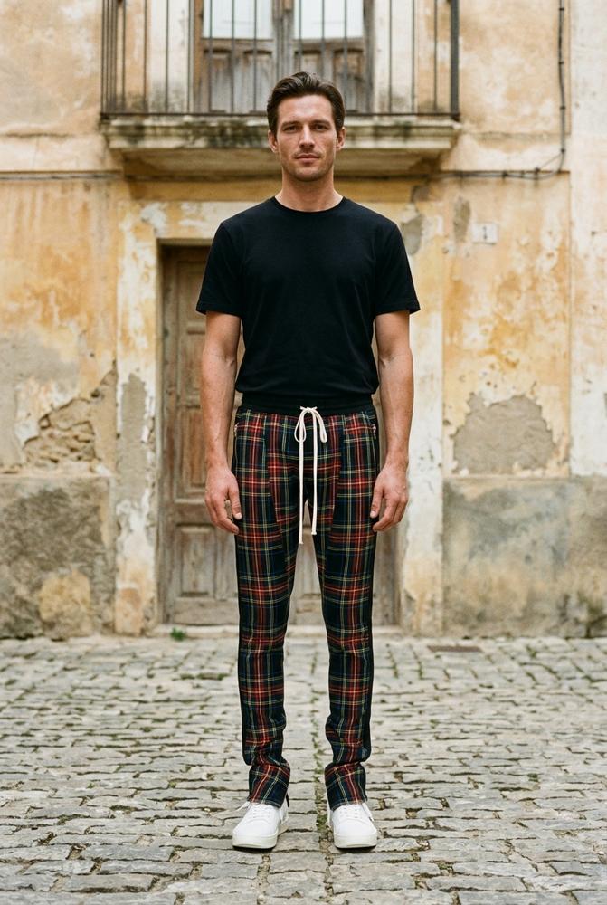 Macys Wear - Calev | Karierte Schmal Geschnittene Hose Herren