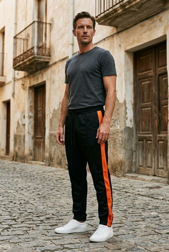 Macys Wear - Kamer | Gestreift Glänzend Hose Unisex