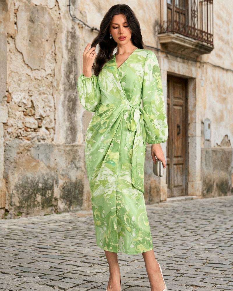 Macys Wear - Vehal | Gewickeltes Satin Kleid Damen