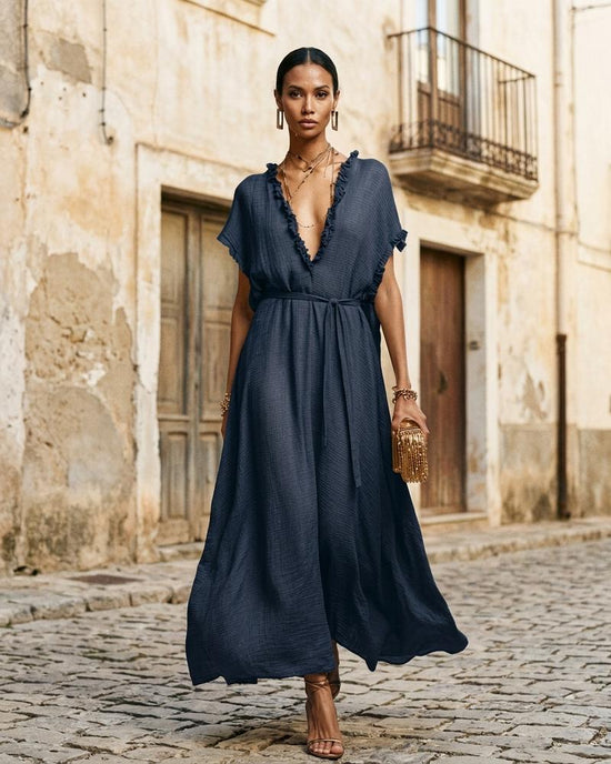 Macys Wear - Kavel | Gerüschtes Kurzärmliges Kleid Damen