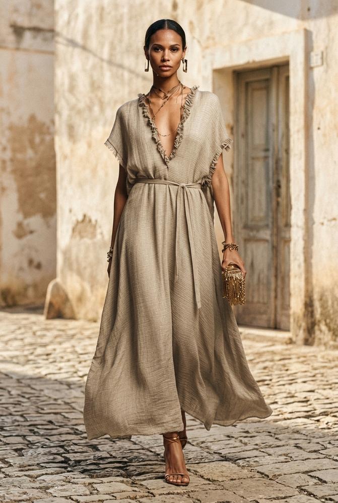 Macys Wear - Kavel | Gerüschtes Kurzärmliges Kleid Damen