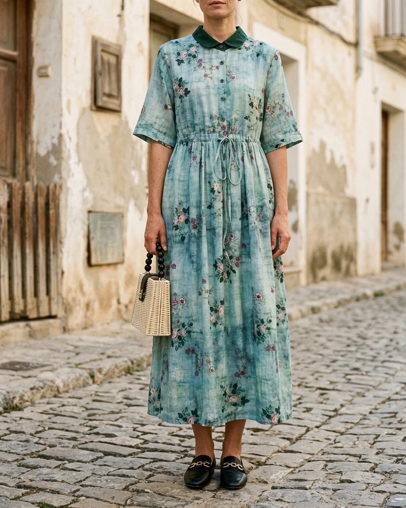 Macys Wear - Alrev | Halbärmeliges Geblümtes Kleid Damen
