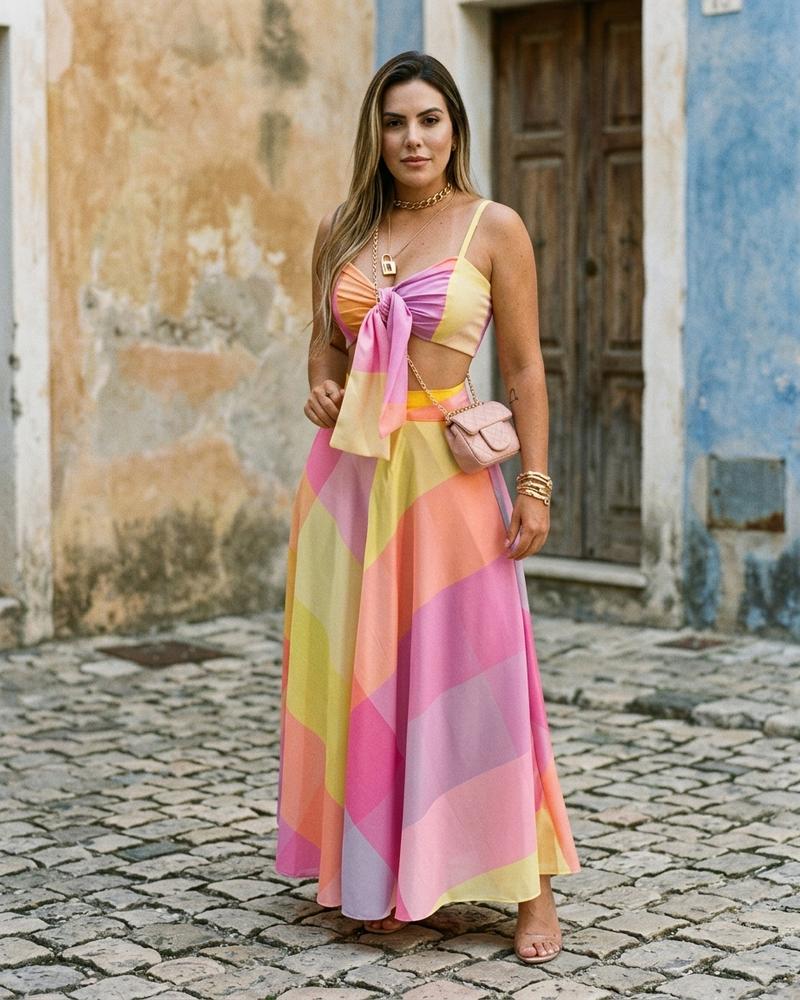 Macys Wear - Loken | Zweiteiliges Gemustertes Kleid Damen