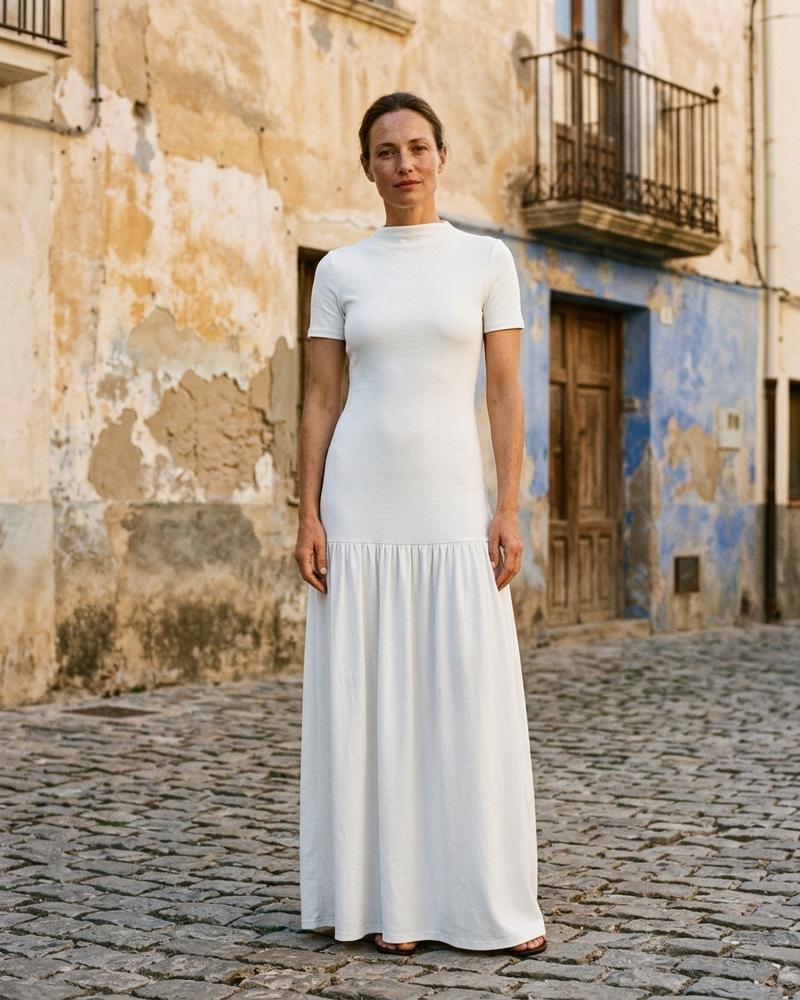 Macys Wear - Covin | Kurzärmlig Lang Kleid Damen
