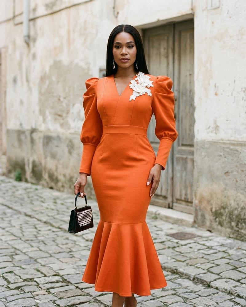 Macys Wear - Nodar | Puffärmeliges Tailliertes Kleid Damen