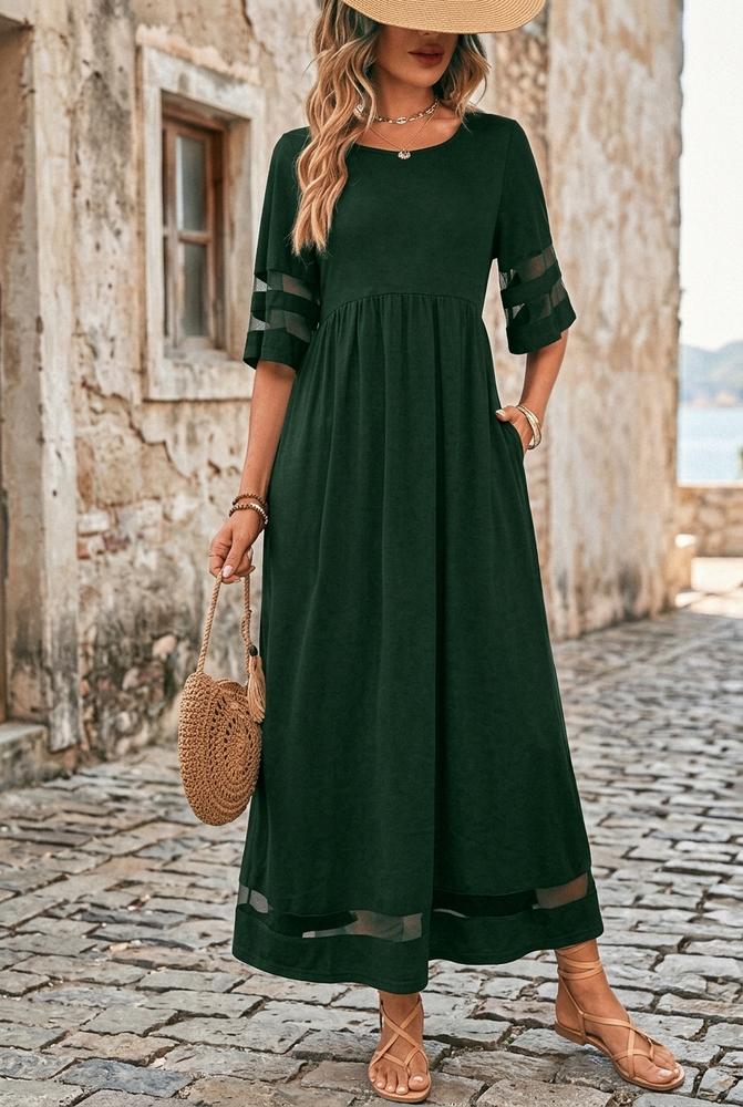 Macys Wear - Tasol | Halbärmliges Ausgestelltes Kleid Damen
