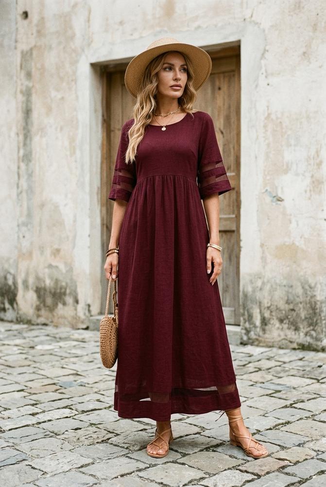 Macys Wear - Tasol | Halbärmliges Ausgestelltes Kleid Damen