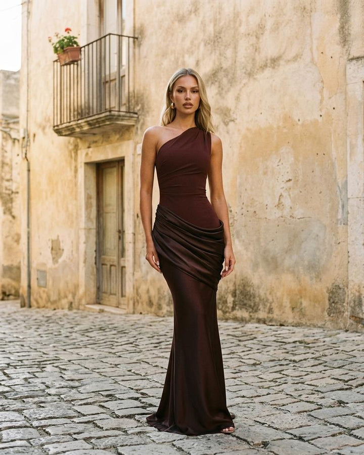 Macys Wear - Velen | Asymmetrisches Drapiertes Kleid Damen