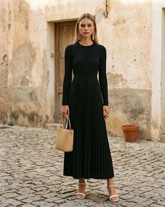 Macys Wear - Zesan | Langärmlig Plissiert Kleid Damen