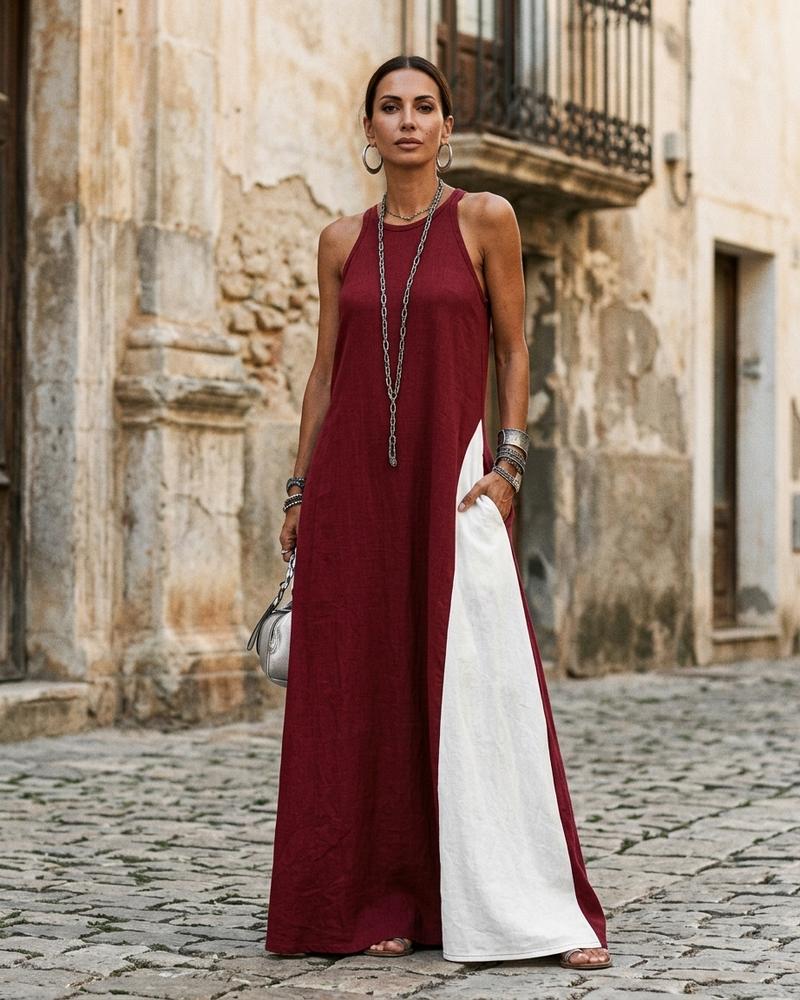 Macys Wear - Raren | Ärmelloses Zweifarbiges Kleid Damen