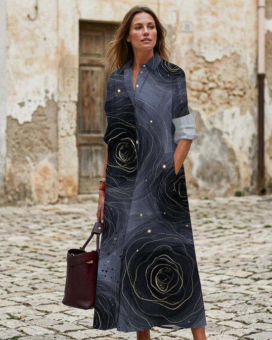 Macys Wear - Camin | Gemustertes Langärmliges Kleid Damen
