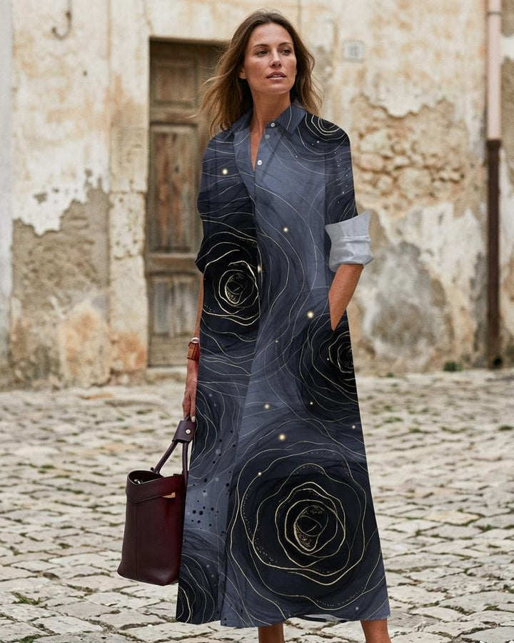 Macys Wear - Camin | Gemustertes Langärmliges Kleid Damen