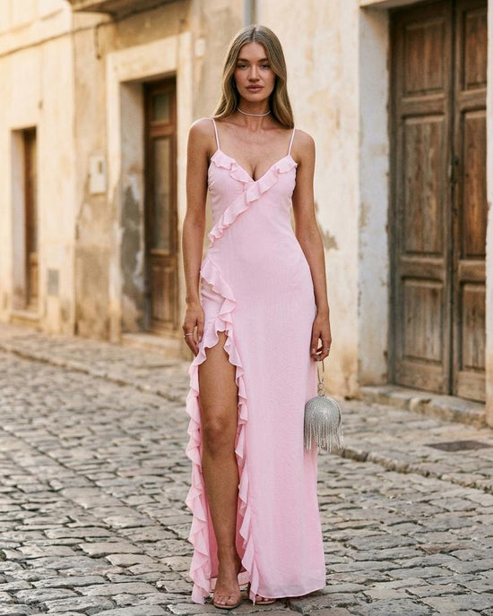 Macys Wear - Satal | Glänzend Gerüscht Kleid Damen