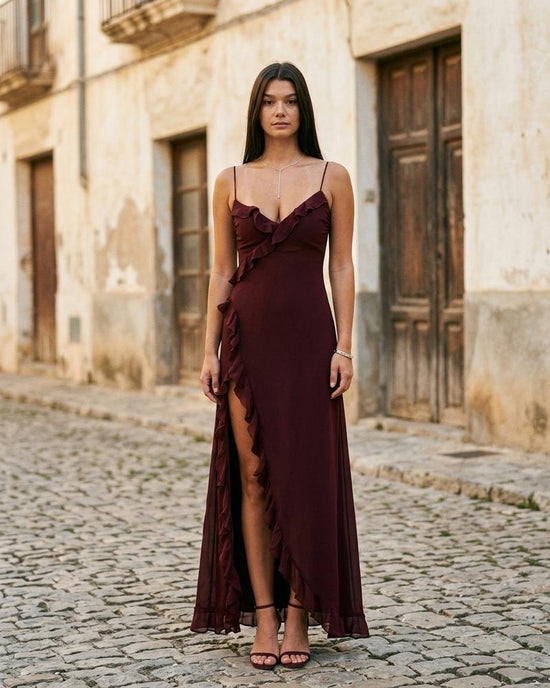 Macys Wear - Satal | Glänzend Gerüscht Kleid Damen