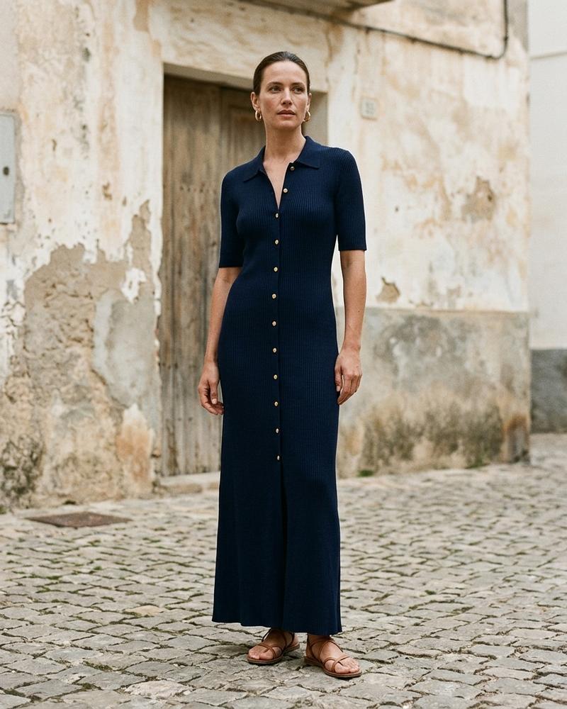 Macys Wear - Arser | Durchgeknöpftes Geripptes Kleid Damen
