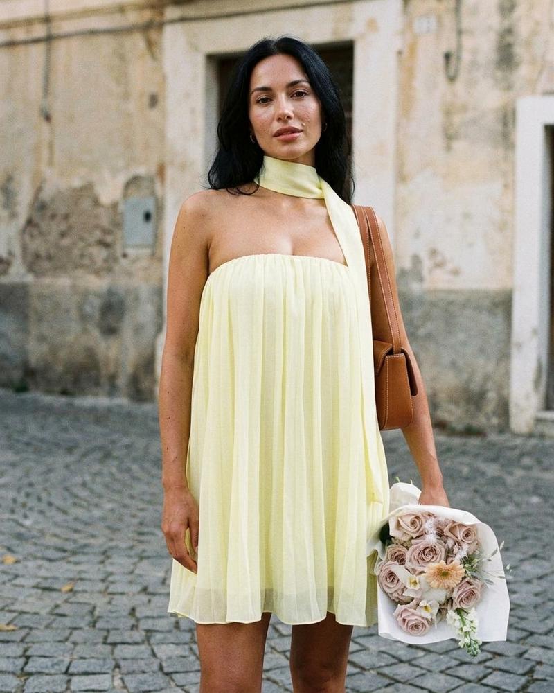 Macys Wear - Vekar | Plissiert Ärmellos Kleid Damen