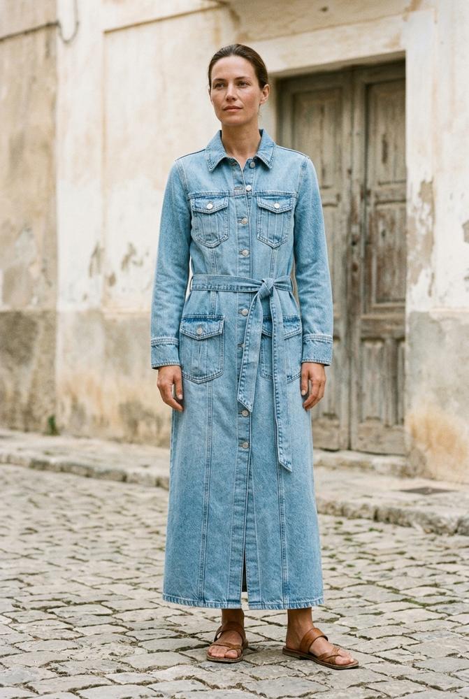 Macys Wear - Zedar | Gegürteltes Langärmliges Kleid Damen