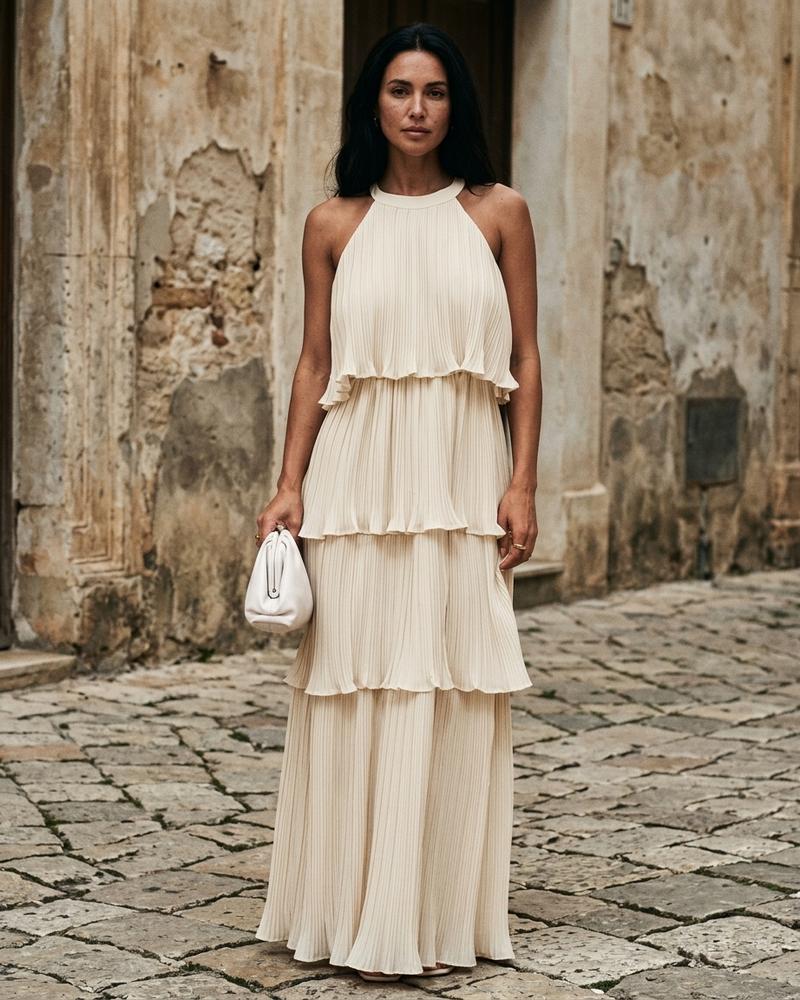 Macys Wear - Sasan | Gestuftes Plissiertes Kleid Damen